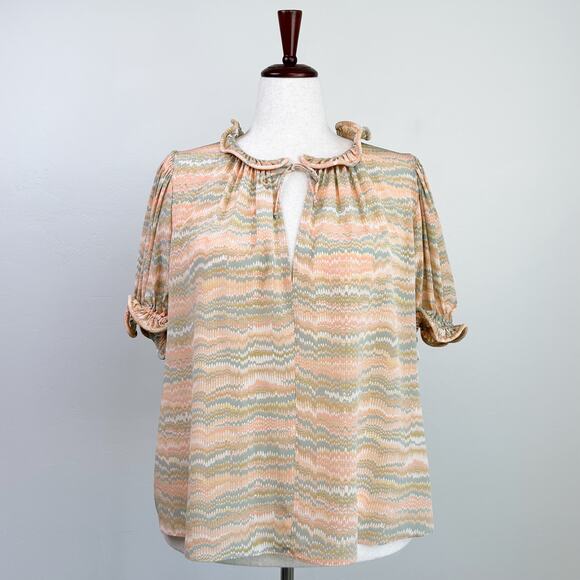 Ulla Johnson Corine Opal 100% Silk Short Sleeve Blouse - Picture 1 of 10